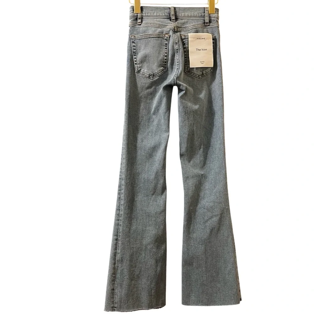 Frame Denim Jeans Icon‎ Flare Raw Hem Wide Leg Sz 24 - Picture 6 of 16